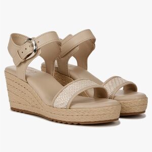Naturalizer Stella Open Toe Espadrille Wedge Sandals Woven Beige Tan 9.5 NEW